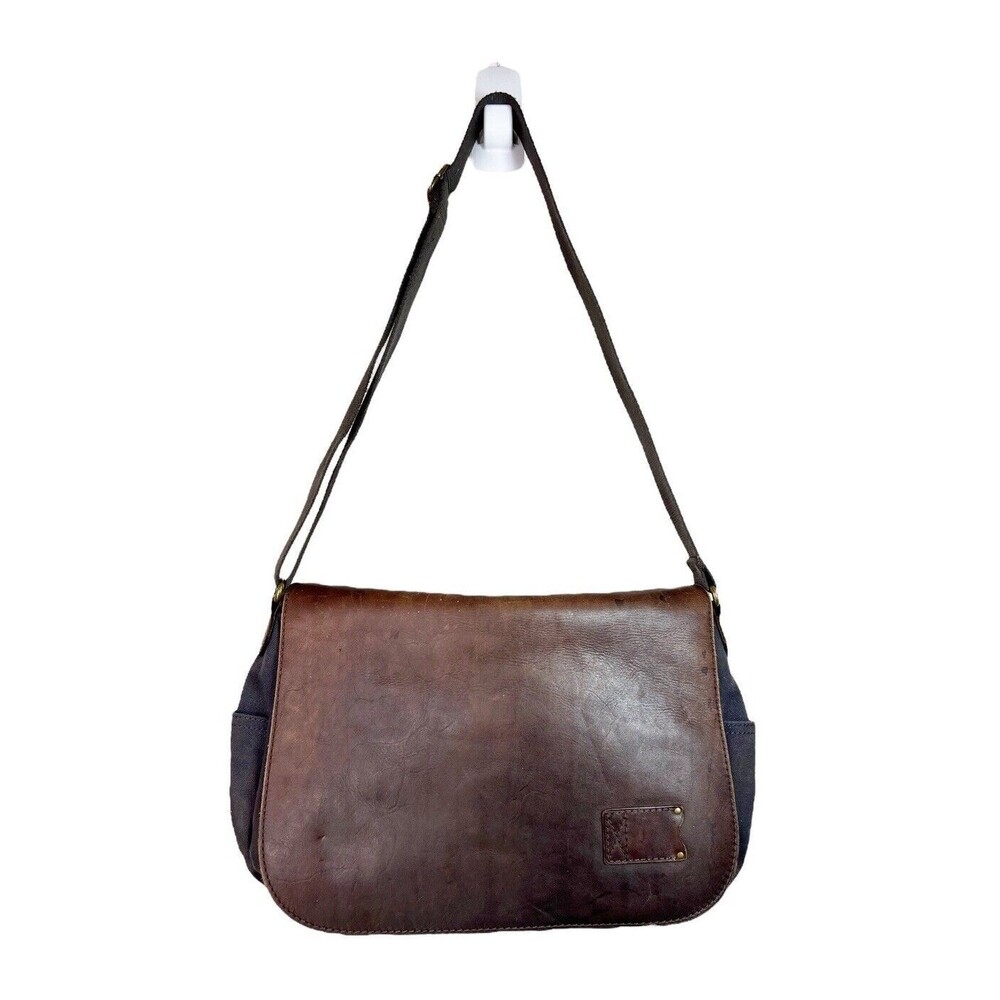 Patricia Nash Men's Leather Brown Blue Messenger Bag Travelers